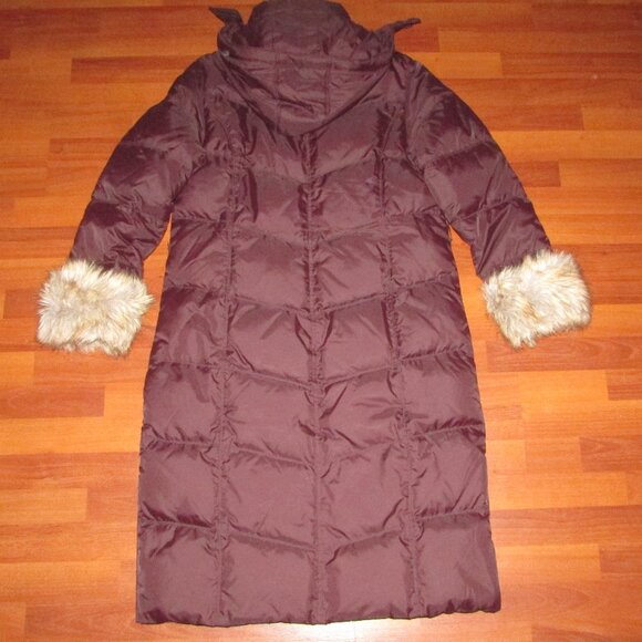 Maroon Brown Down Long Winter Puffer Coat - XL - Picture 3 of 15
